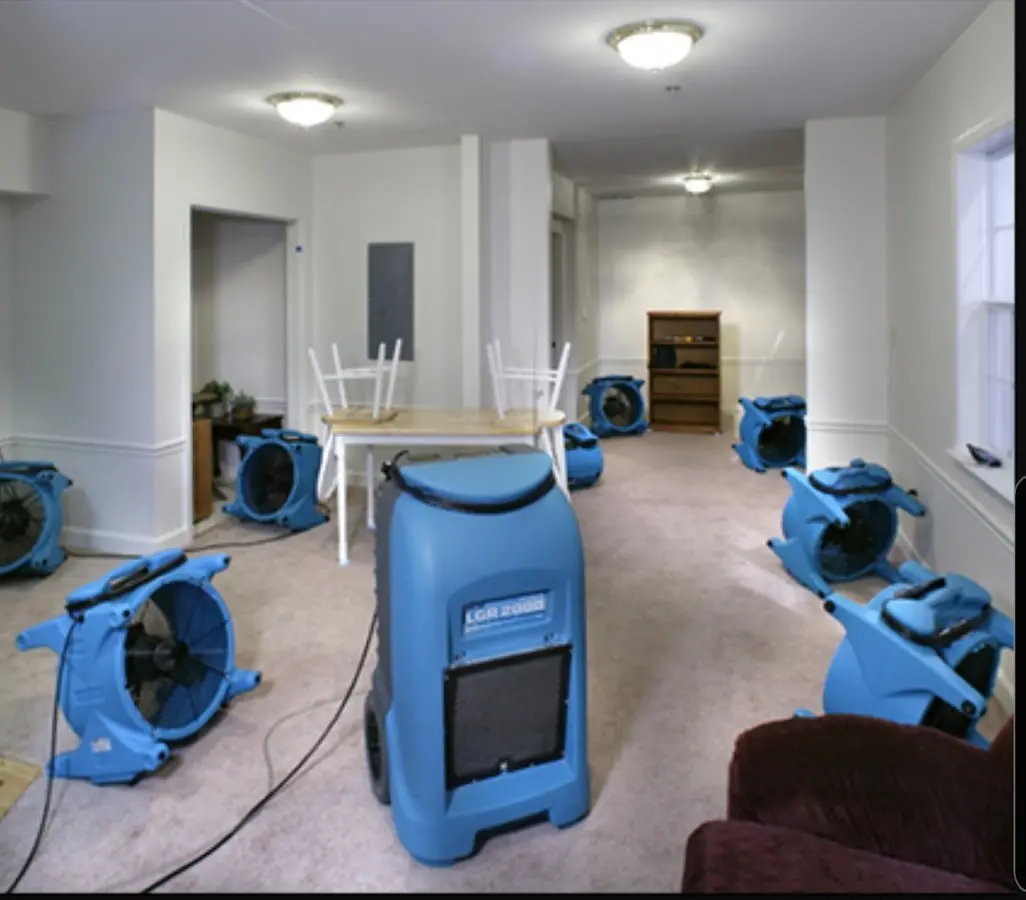 Air movers and dehumidifier setup for Water Extraction & Removal in Conneaut